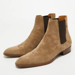 Saint Laurent Brown Suede Ankle Length Chelsea Boots Size 45