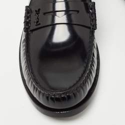 Saint Laurent Black Leather Penny Loafers Size 45