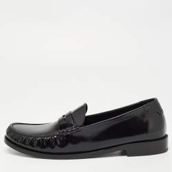 Saint Laurent Black Leather Penny Loafers Size 45