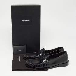 Saint Laurent Black Leather Penny Loafers Size 45