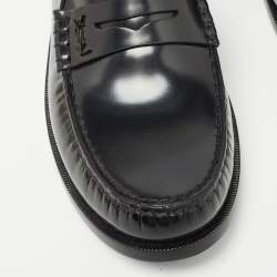 Pre Owned Saint Laurent Black Leather Penny Loafers Size 44.5
