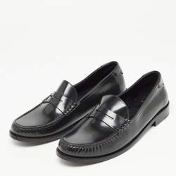 Pre Owned Saint Laurent Black Leather Penny Loafers Size 44.5