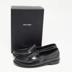 Pre Owned Saint Laurent Black Leather Penny Loafers Size 44.5