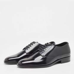 Pre Owned Saint Laurent Black Leather Lace Up Derby Size 43