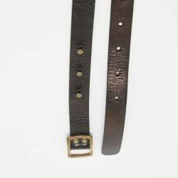 Saint Laurent Black Leather Buckle Slim Belt 90 CM