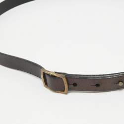 Saint Laurent Black Leather Buckle Slim Belt 90 CM