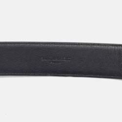 Saint Laurent Black Leather Monogram Buckle Belt 100CM
