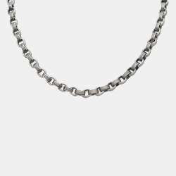 Saint Laurent Ridged Cable Link Silver Tone Bracelet