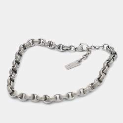 Saint Laurent Ridged Cable Link Silver Tone Bracelet