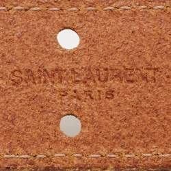 Saint Laurent Brown Leather Perforated Buckle Belt 100CM