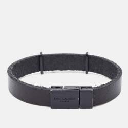 Saint Laurent Paris Opyum Leather Black Tone Bracelet