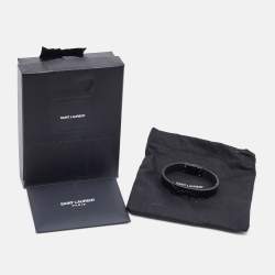 Saint Laurent Paris Opyum Leather Black Tone Bracelet