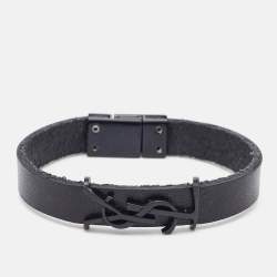 Saint Laurent Paris Opyum Leather Black Tone Bracelet