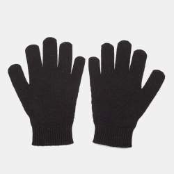 Saint Laurent Black Cashmere Skeleton Gloves