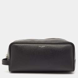 Saint Laurent Black Leather Grooming Case