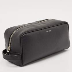 Saint Laurent Black Leather Grooming Case