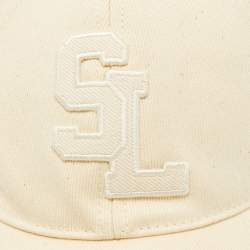 Saint Laurent Paris Beige Logo Applique Cotton Baseball Cap Size 59