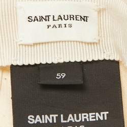 Saint Laurent Paris Beige Logo Applique Cotton Baseball Cap Size 59