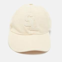 Saint Laurent Paris Beige Logo Applique Cotton Baseball Cap Size 59