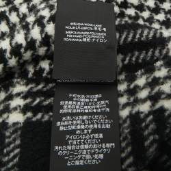 Saint Laurent Monochrome Houndstooth Wool Fringed Scarf