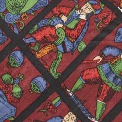 Saint Laurent Paris Vinatge Burgundy Printed Silk Traditional Tie 