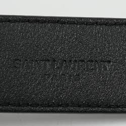 Saint Laurent Black Croc Embossed Leather Buckle Belt 95CM