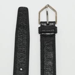 Saint Laurent Black Croc Embossed Leather Buckle Belt 95CM
