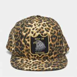 Pre Owned Saint Laurent Leopard Print Keep on Rocking Eagle Cap