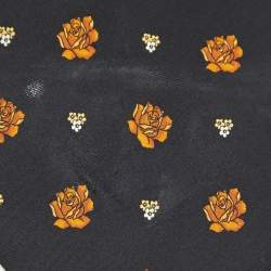 Pre Owned Yves Saint Laurent Black Floral Print Silk Traditional Tie