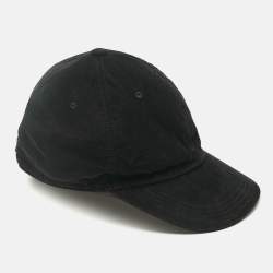 Pre Owned Saint Laurent Paris Black Corduroy Baseball Cap Size 60