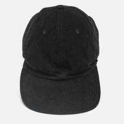Pre Owned Saint Laurent Paris Black Corduroy Baseball Cap Size 60