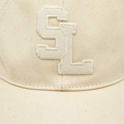 Pre Owned Saint Laurent Paris Beige Logo Applique Cotton Baseball Cap Size 57