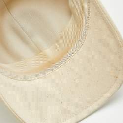Pre Owned Saint Laurent Paris Beige Logo Applique Cotton Baseball Cap Size 57
