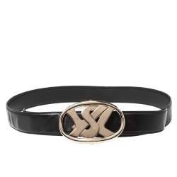 Yves Saint Laurent Black Leather Logo Buckle Belt 105CM Yves Saint Laurent