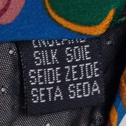 مملوكة مسبقًا ربطة عنق ايف سان لوران حرير مطبوع مورد أزرق 