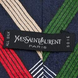 Pre Owned Yves Saint Laurent Vintage Multicolor Printed Silk Traditional Tie