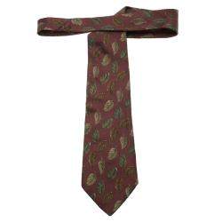 Saint Laurent Paris Metallic Pink Leaf Woven Silk Tie
