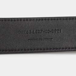 Saint Laurent Black Croc Embossed Glossy Leather Monogram Buckle Belt 80CM