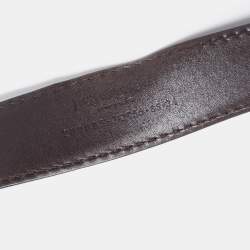 Saint Laurent Black Leather Logo Plague Belt 85CM