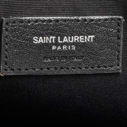 Saint Laurent Black Leather and Canvas Mini Love Appliqué City Backpack