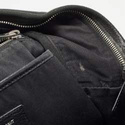 Saint Laurent Black Leather and Canvas Mini Love Appliqué City Backpack