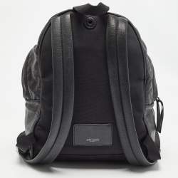 Saint Laurent Black Leather and Canvas Mini Love Appliqué City Backpack