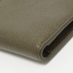 Saint Laurent Olive Green Leather Tiny Cassandre East/West Bifold Wallet