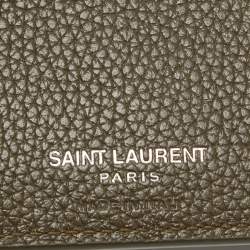 Saint Laurent Olive Green Leather Tiny Cassandre East/West Bifold Wallet