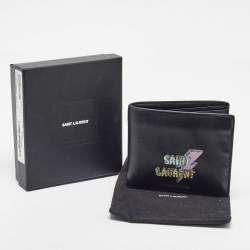Saint Laurent Black Leather Lightning Bolt Bifold Wallet