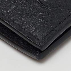 Saint Laurent Black Croc Embossed Leather Bifold Card Holder