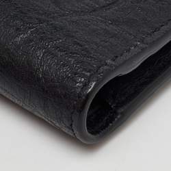 Saint Laurent Black Croc Embossed Leather Bifold Card Holder