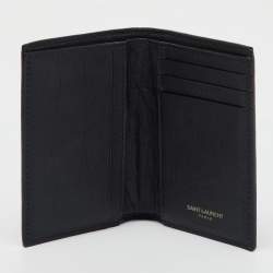 Saint Laurent Black Croc Embossed Leather Bifold Card Holder