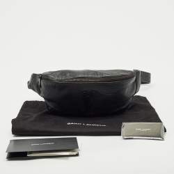 Pre Owned Saint Laurent Black Leather Cassandre Belt Bag