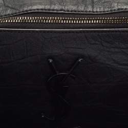 Pre Owned Saint Laurent Black Leather Cassandre Belt Bag